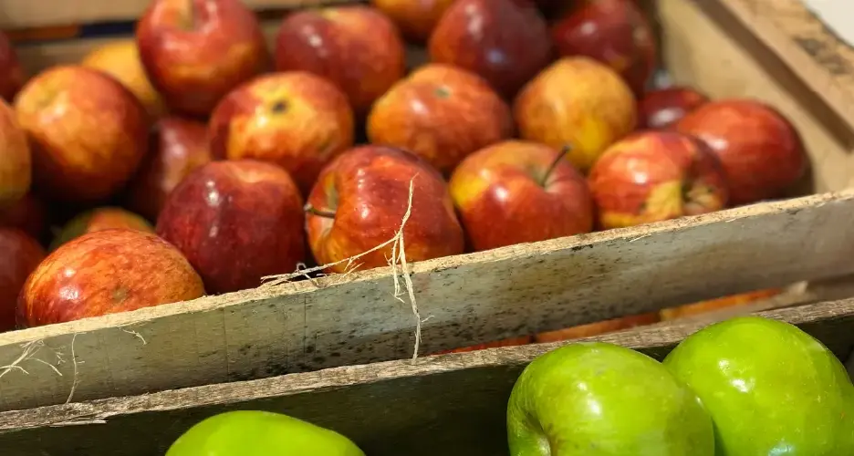 Cajones de manzanas recuperadas
